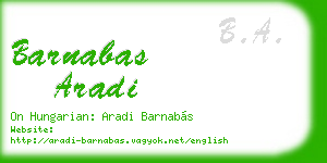 barnabas aradi business card